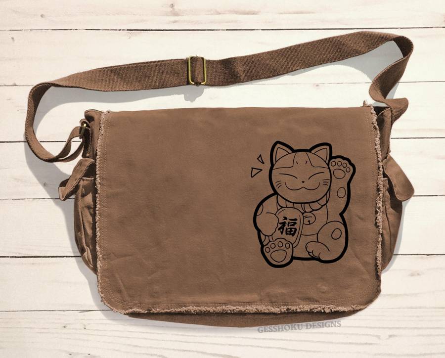 Maneki Neko Messenger Bag - Brown