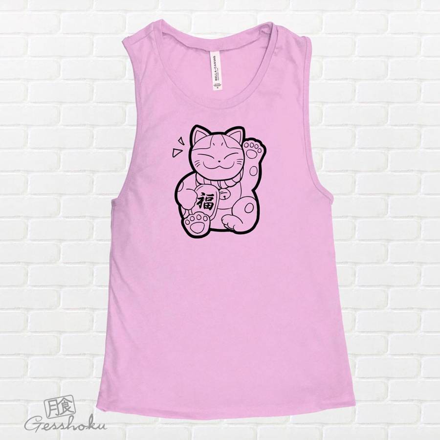 Maneki Neko Sleeveless Tank Top - Lilac