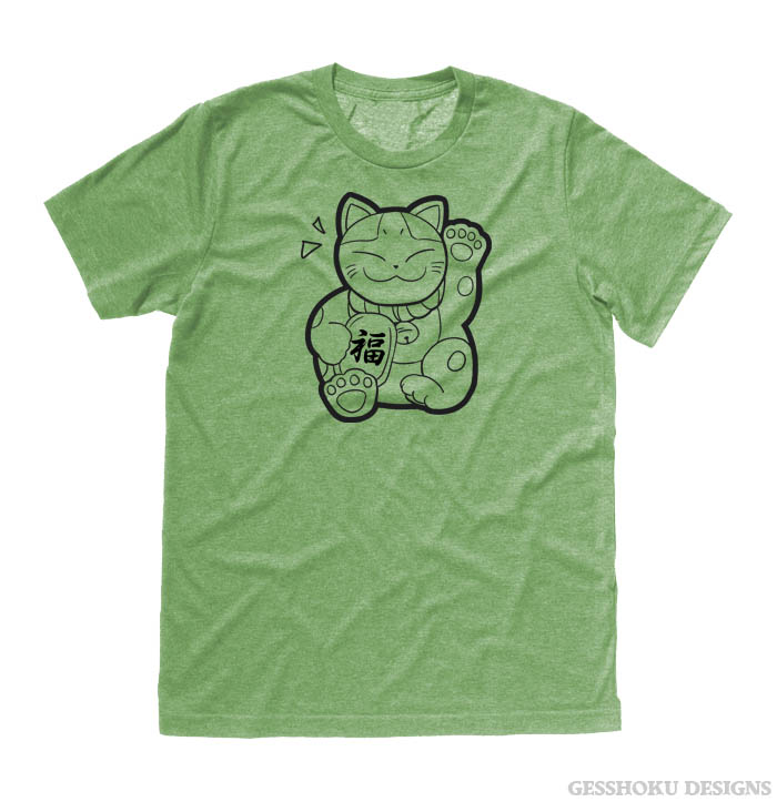 Maneki Neko T-shirt - Heather Green