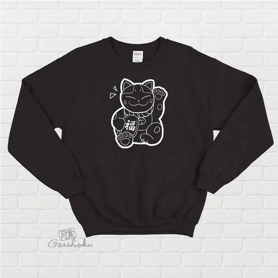 Maneki Neko Crewneck Sweatshirt - Black