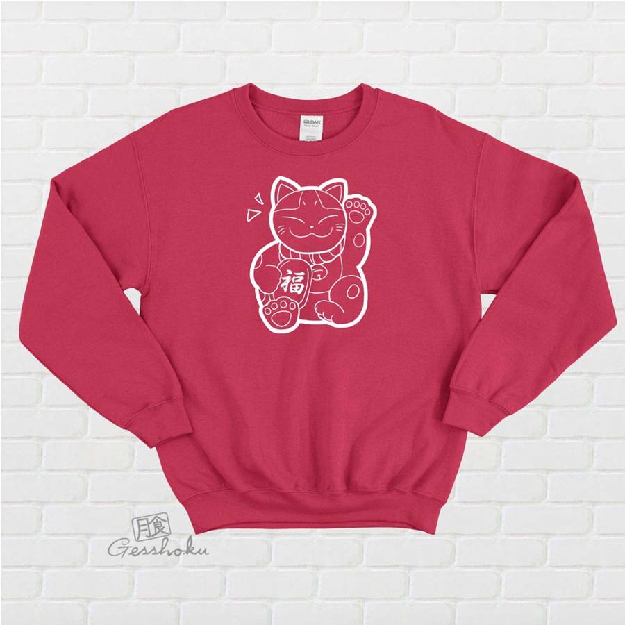 Maneki Neko Crewneck Sweatshirt - Red