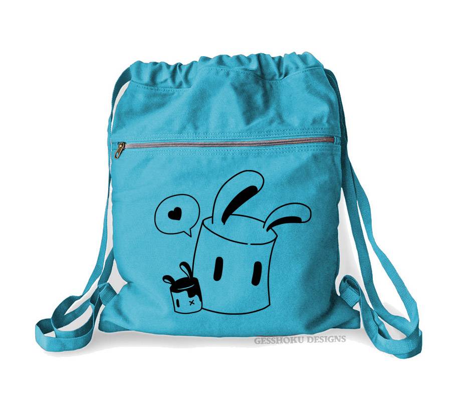 Marshmallow Bunnies Cinch Backpack - Aqua Blue