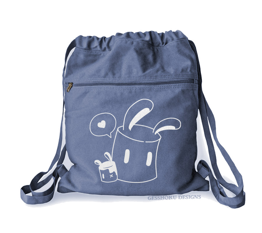 Marshmallow Bunnies Cinch Backpack - Denim Blue