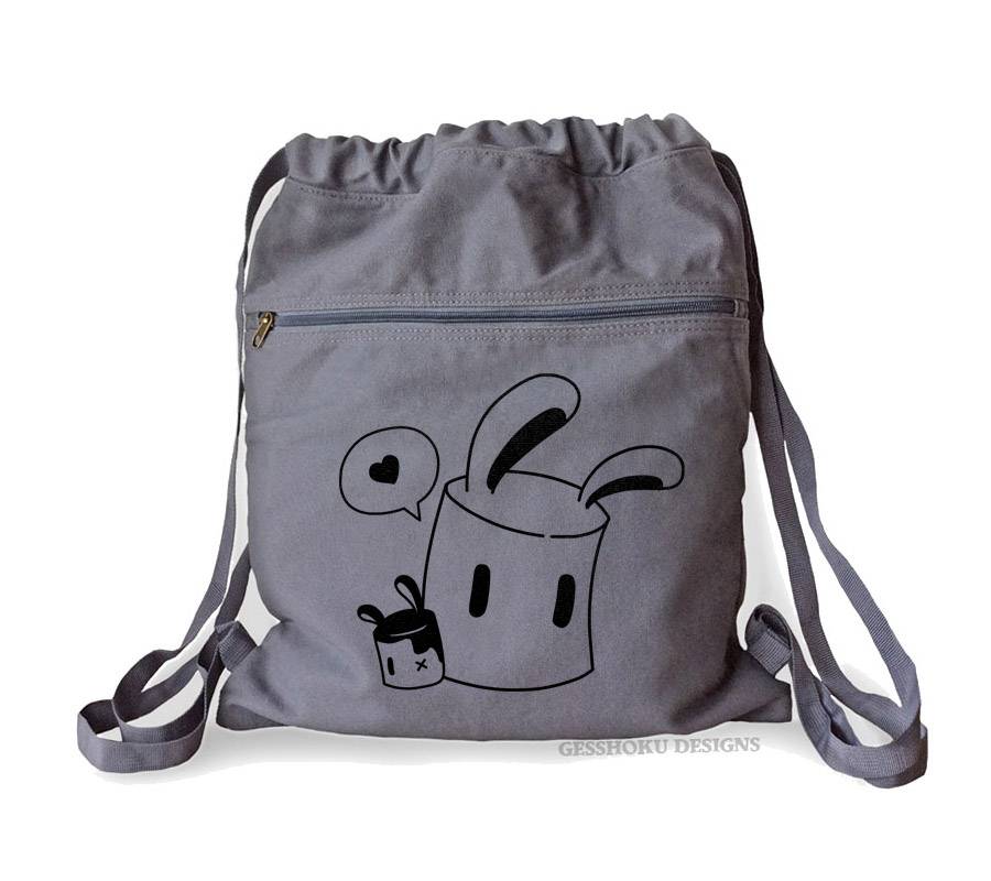 Marshmallow Bunnies Cinch Backpack - Smoke Grey