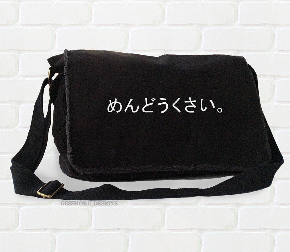 Mendoukusai "Annoying" Japanese Messenger Bag - Black-
