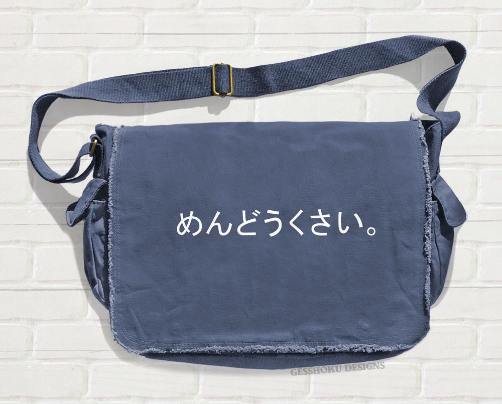 Mendoukusai "Annoying" Japanese Messenger Bag - Denim Blue