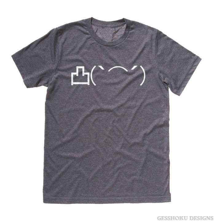 Angry Middle Finger Emoticon T-shirt - Charcoal Grey