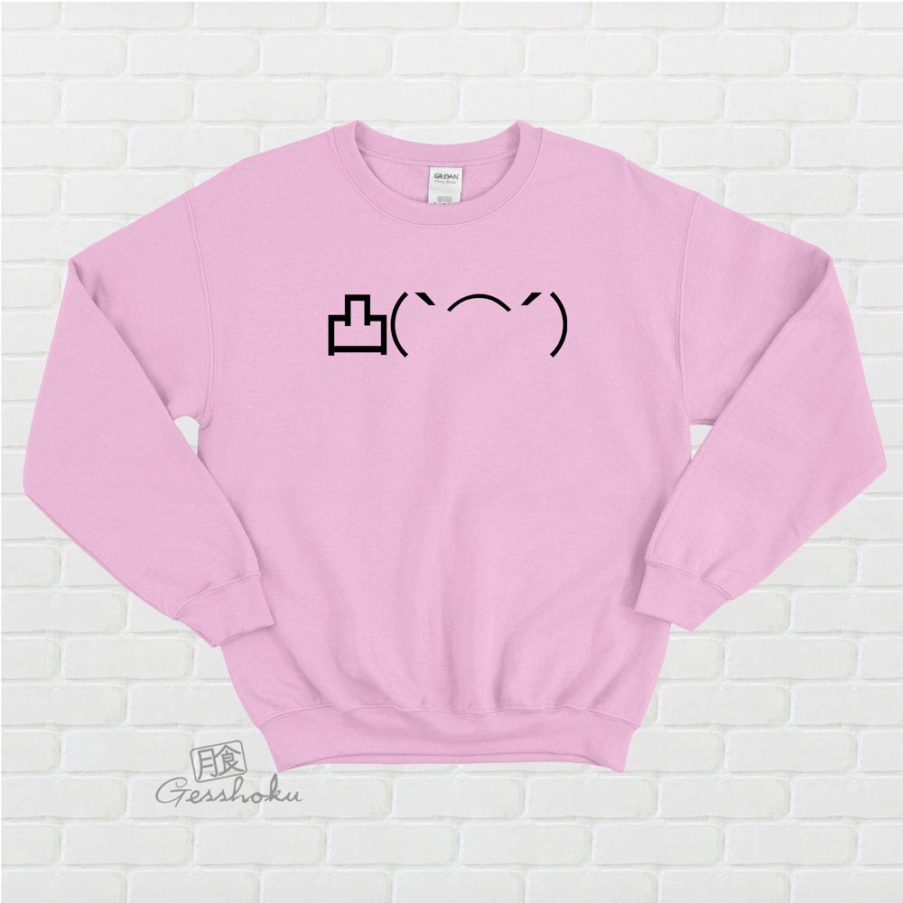 Middle Finger Emoji Crewneck Sweatshirt - Light Pink