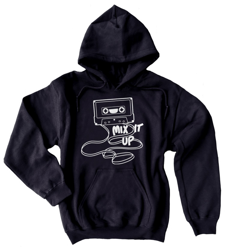 Mix It Up Cassette Tape Pullover Hoodie - Black