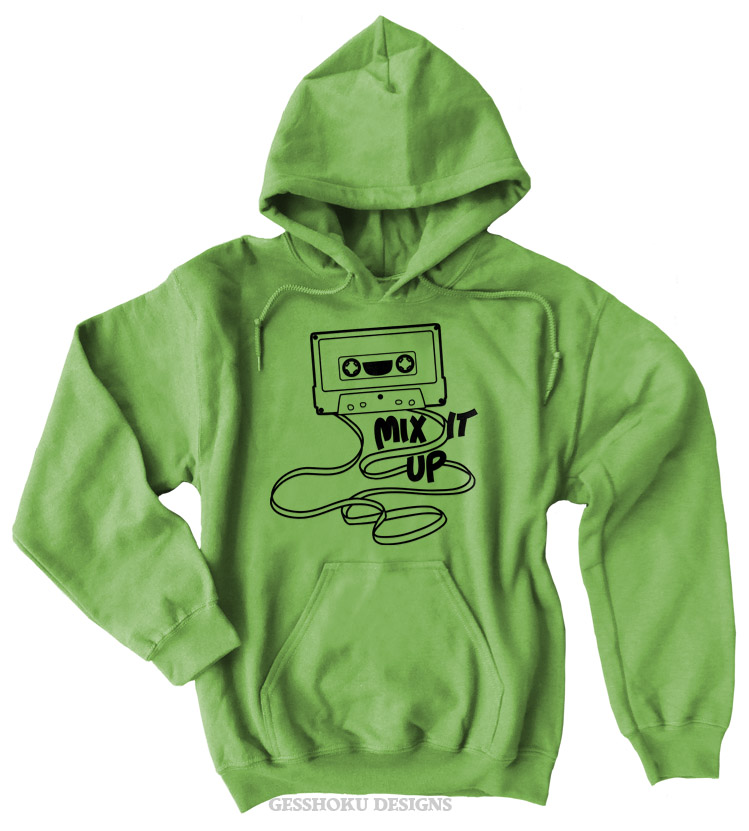 Mix It Up Cassette Tape Pullover Hoodie - Lime Green