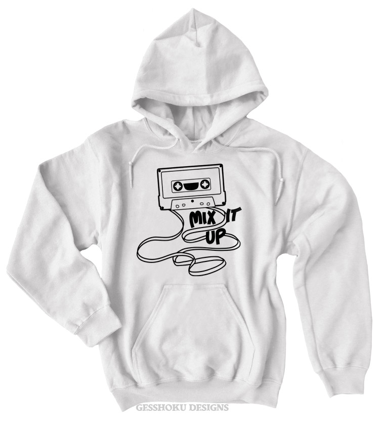 Mix It Up Cassette Tape Pullover Hoodie - White