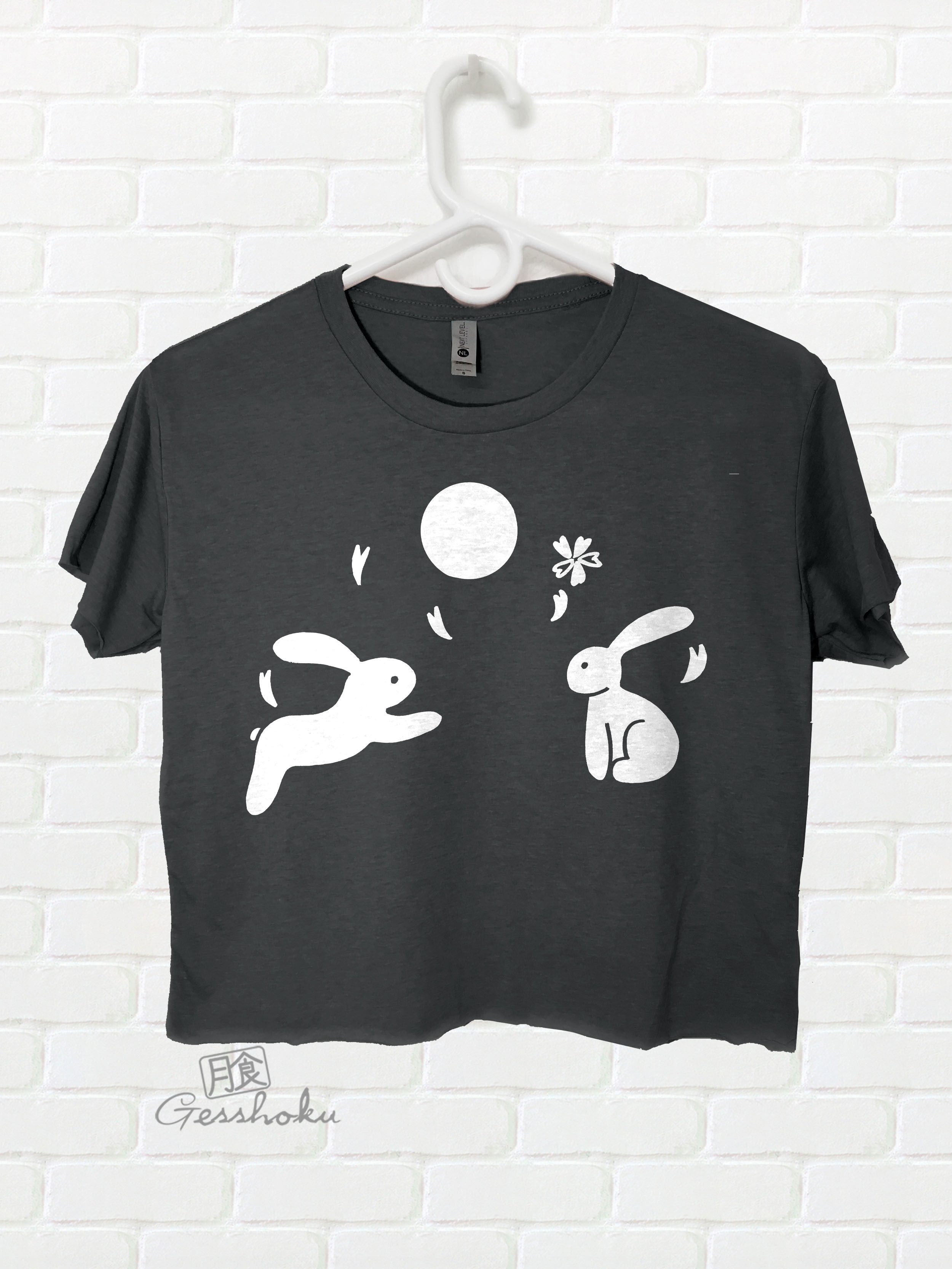 Moon Bunnies Crop Top T-shirt - Black