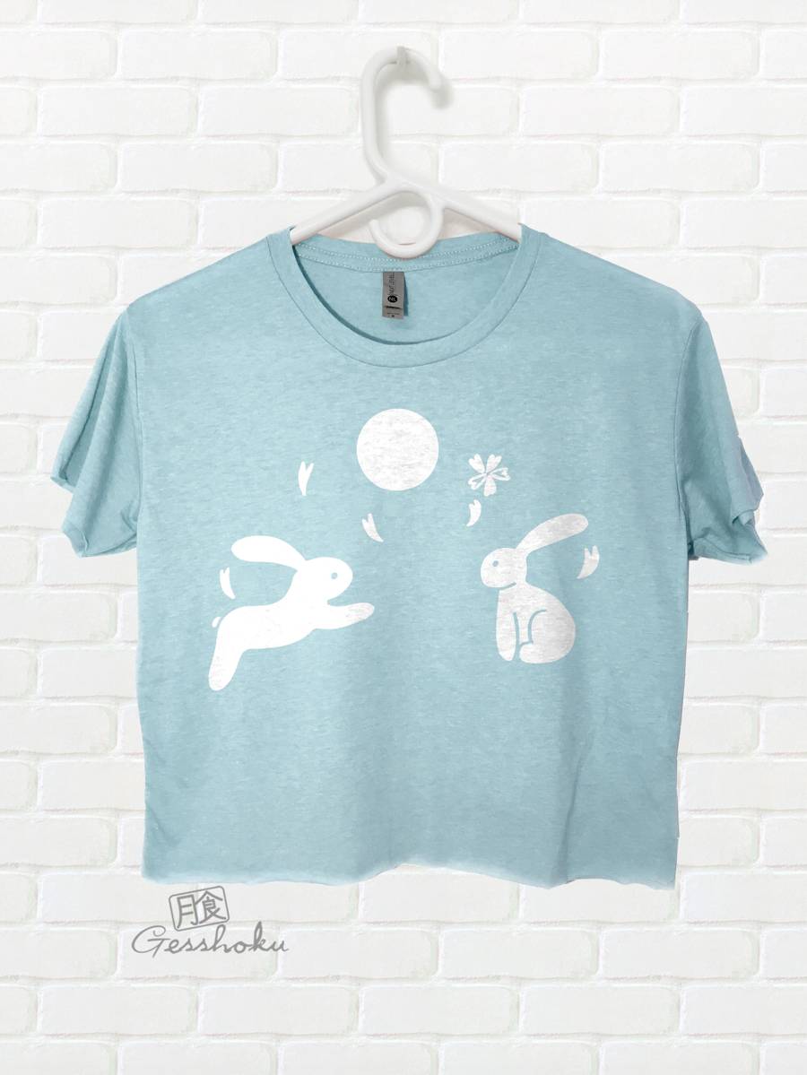 Moon Bunnies Crop Top T-shirt - Blue