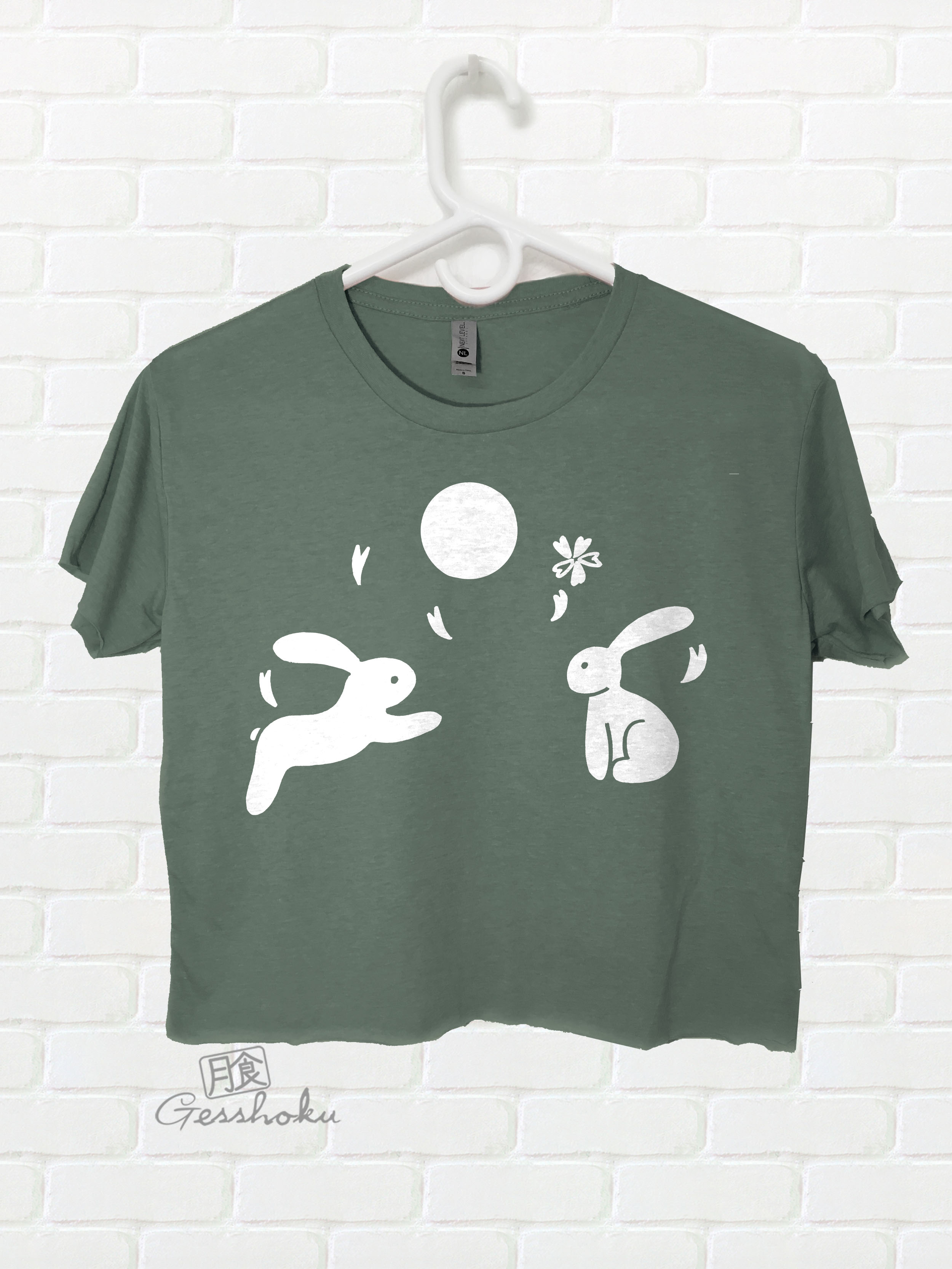 Moon Bunnies Crop Top T-shirt - Green