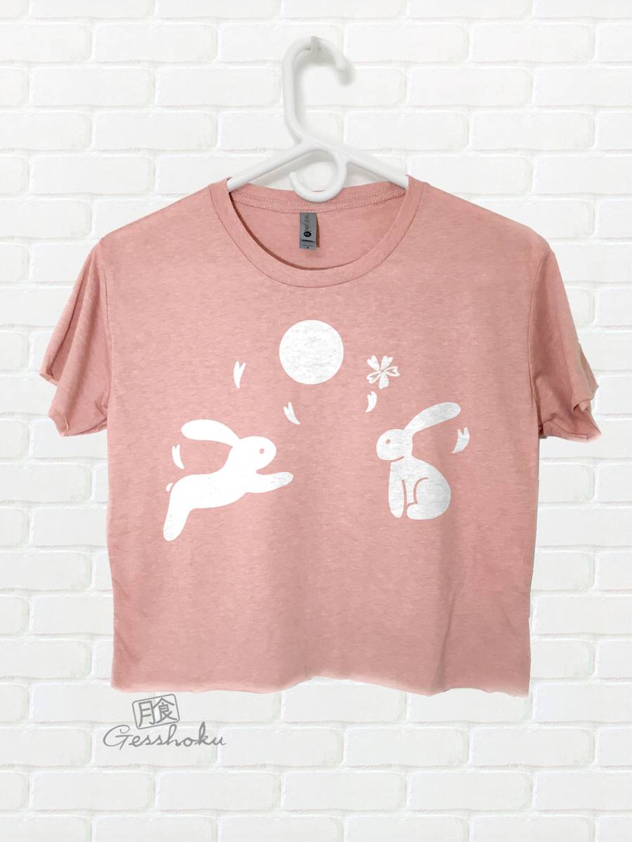 Moon Bunnies Crop Top T-shirt - Pink