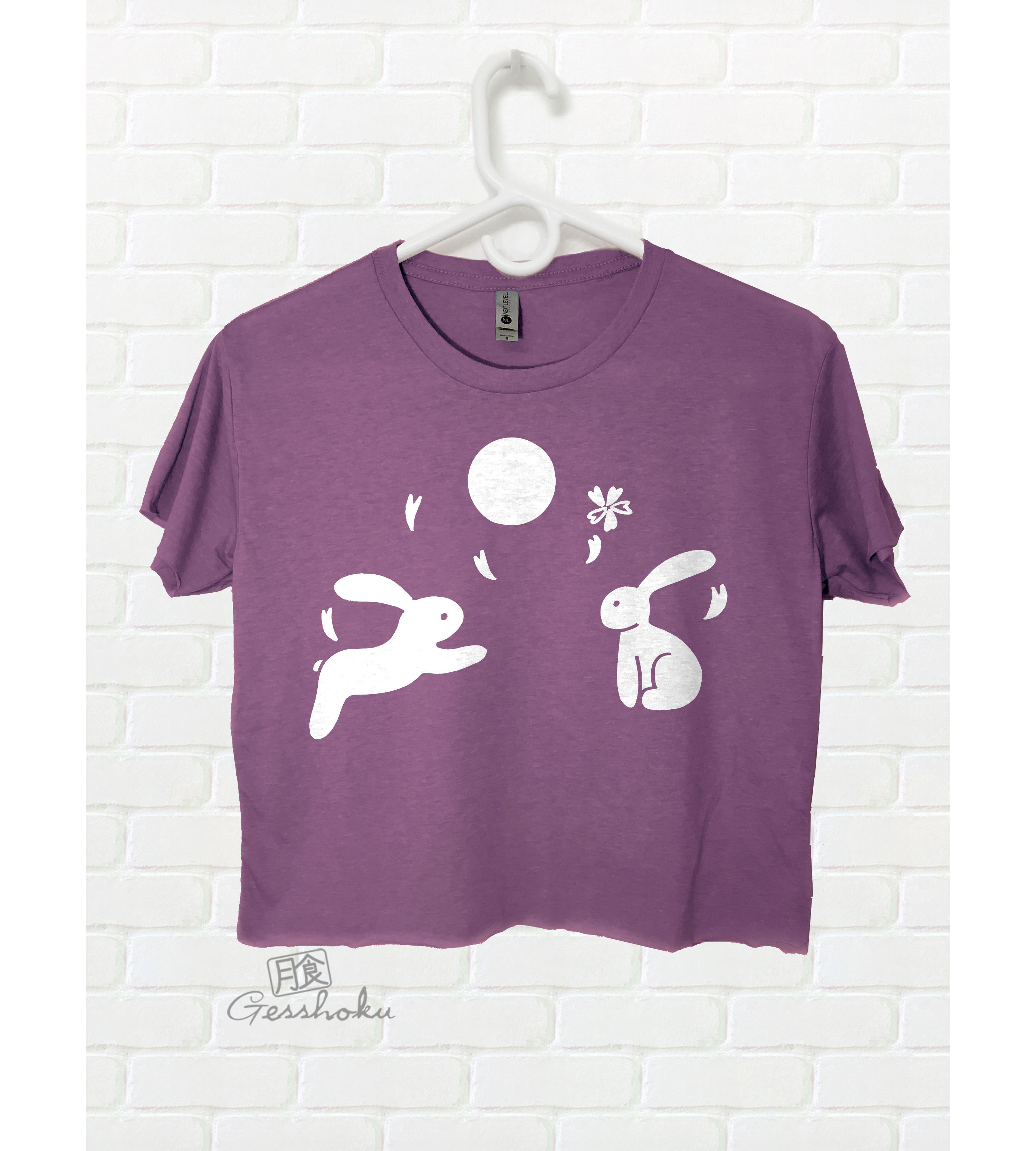 Moon Bunnies Crop Top T-shirt - Purple