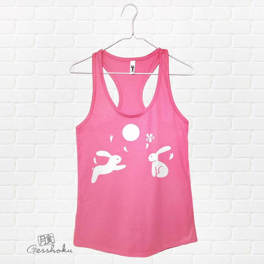 Asian Moon Bunnies Flowy Tank Top - Hot Pink