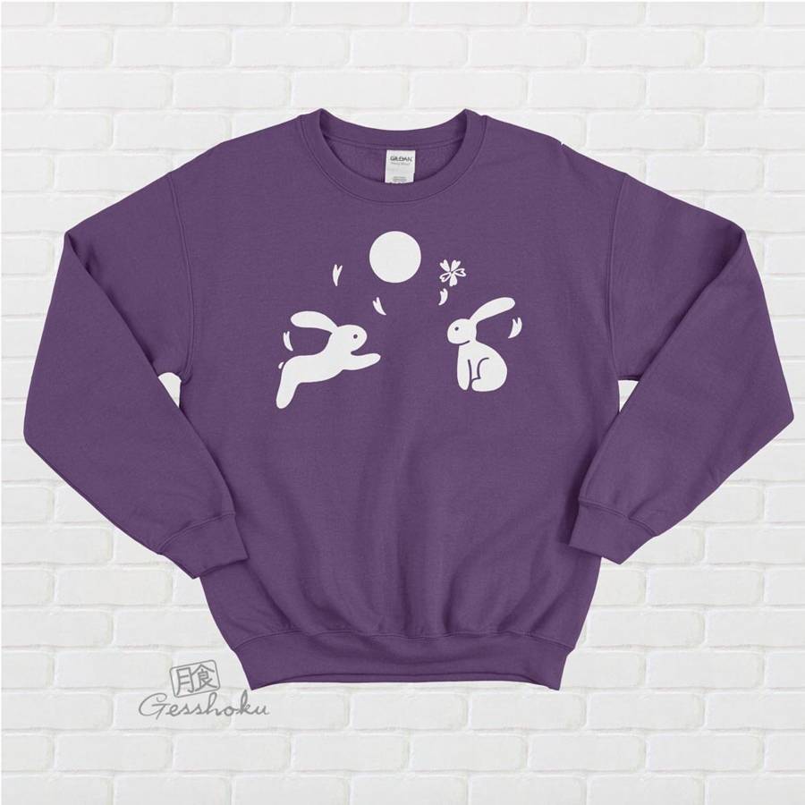 Japanese Moon Bunnies Crewneck Sweatshirt - Purple