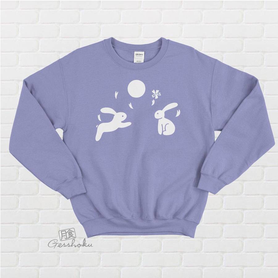 Japanese Moon Bunnies Crewneck Sweatshirt - Violet