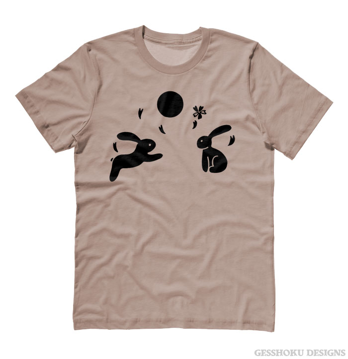 Japanese Moon Bunnies T-shirt - Khaki Brown
