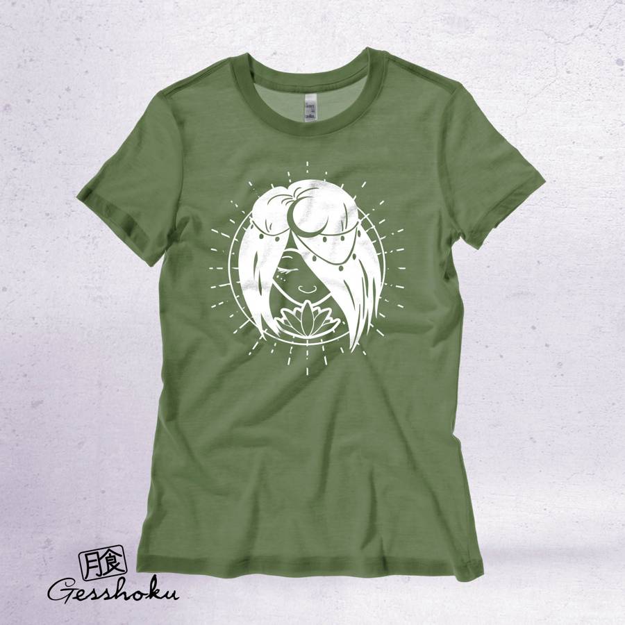 Moon Goddess Ladies T-shirt - Olive Green