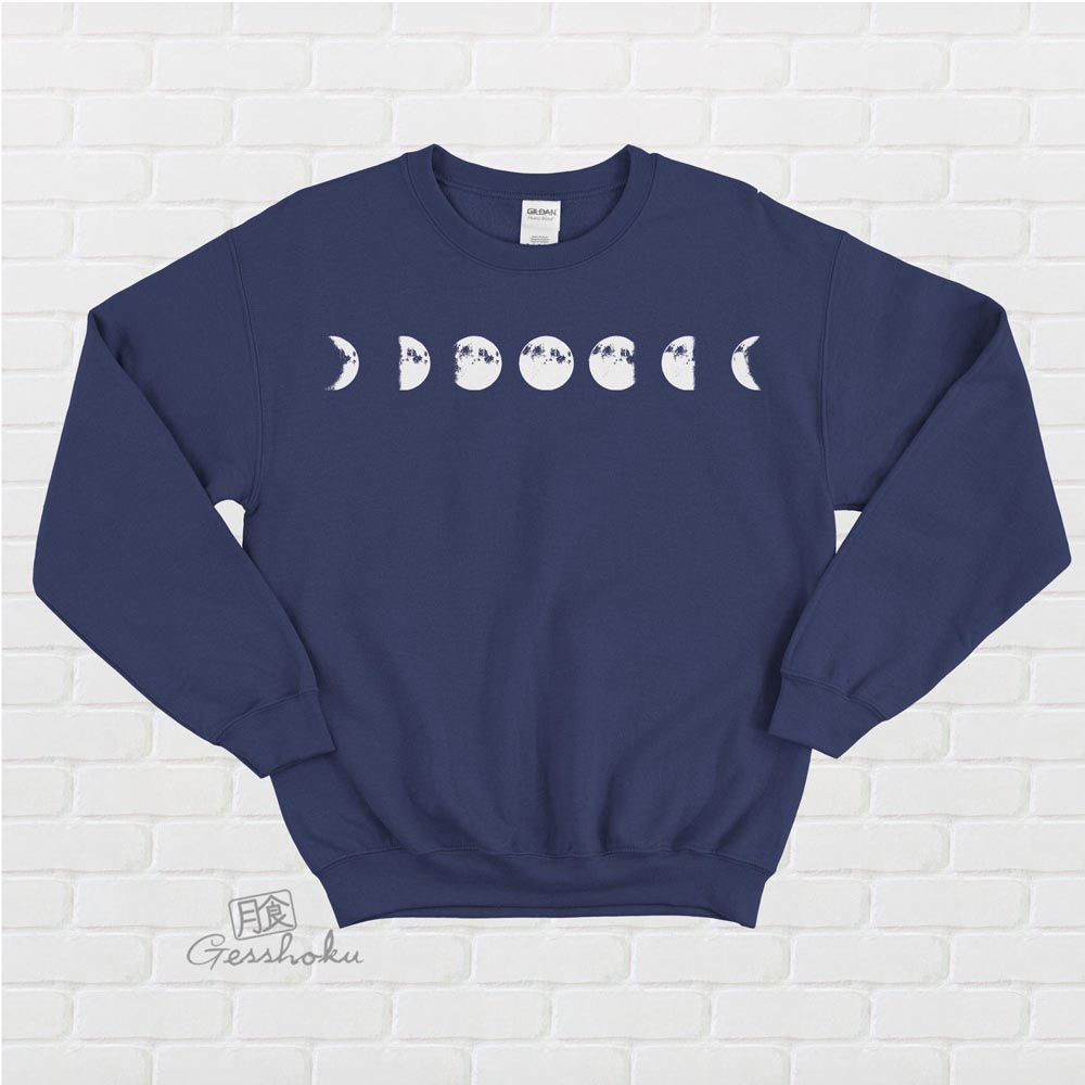 Moon Phase Crewneck Sweatshirt - Navy Blue