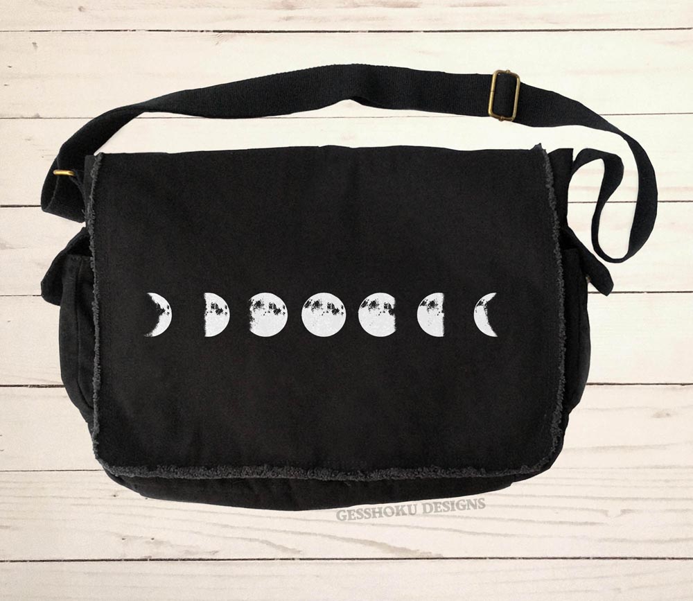 Moon Phase Messenger Bag - Black