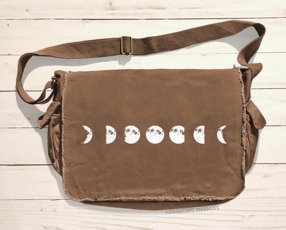Moon Phase Messenger Bag - Brown