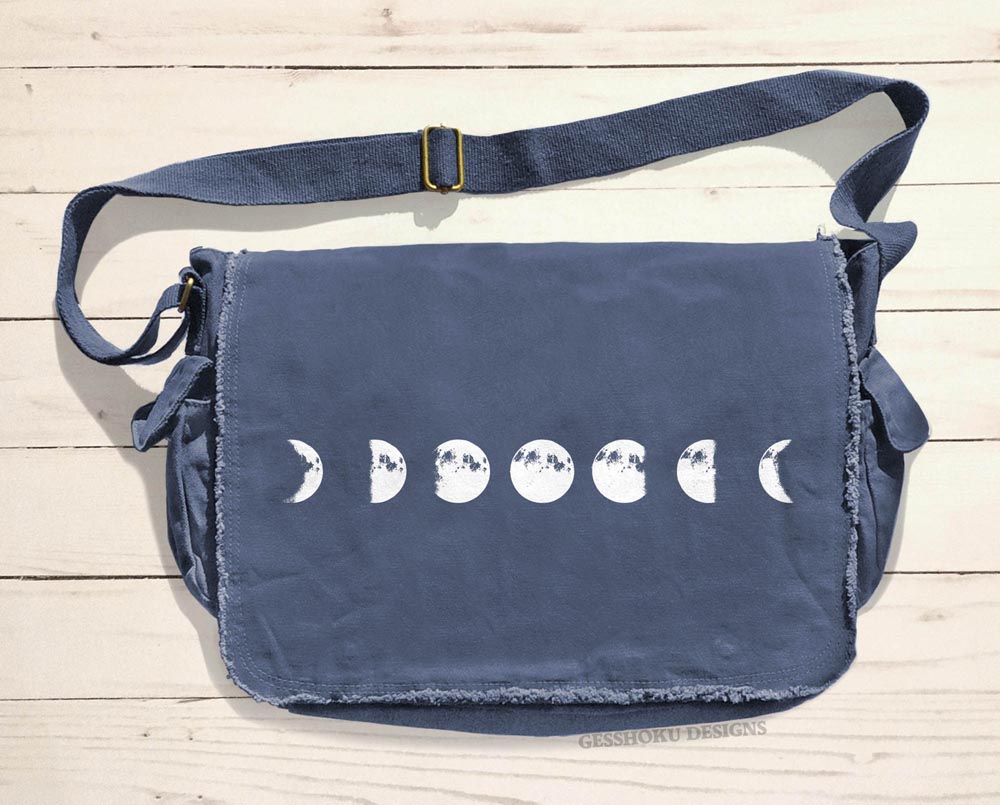 Moon Phase Messenger Bag - Denim Blue