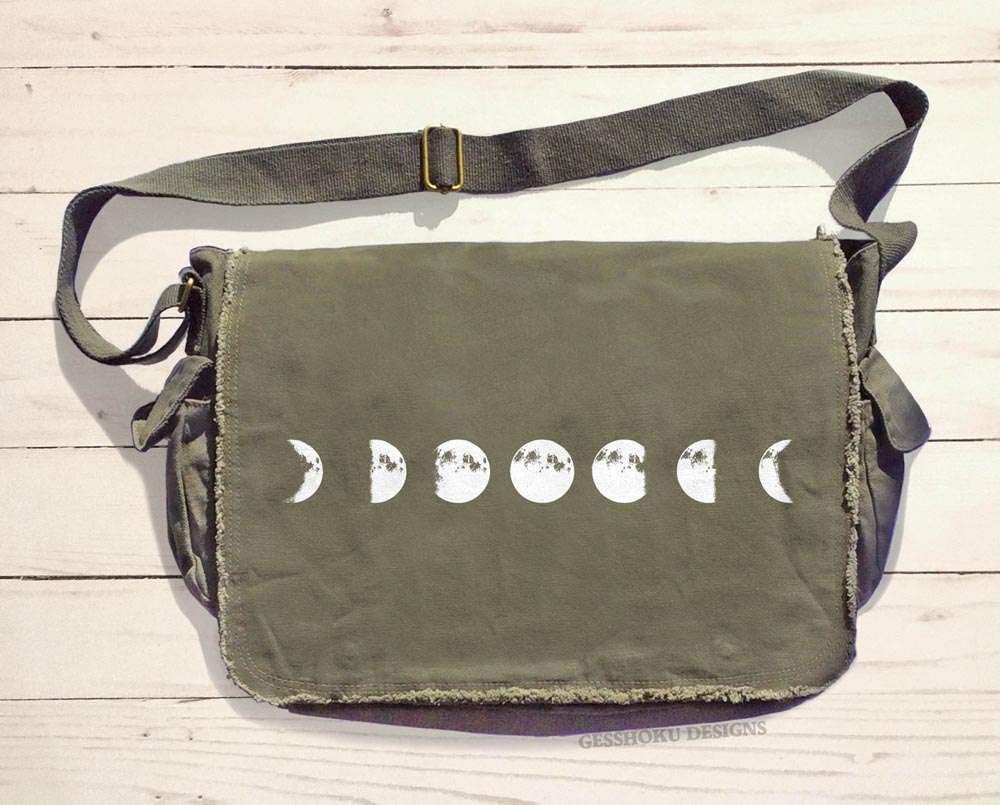 Moon Phase Messenger Bag - Khaki Green