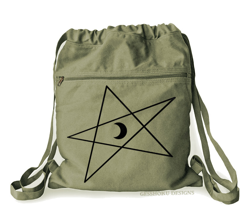 5-Pointed Moon Star Cinch Backpack - Khaki Green