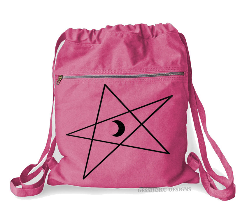 5-Pointed Moon Star Cinch Backpack - Raspberry