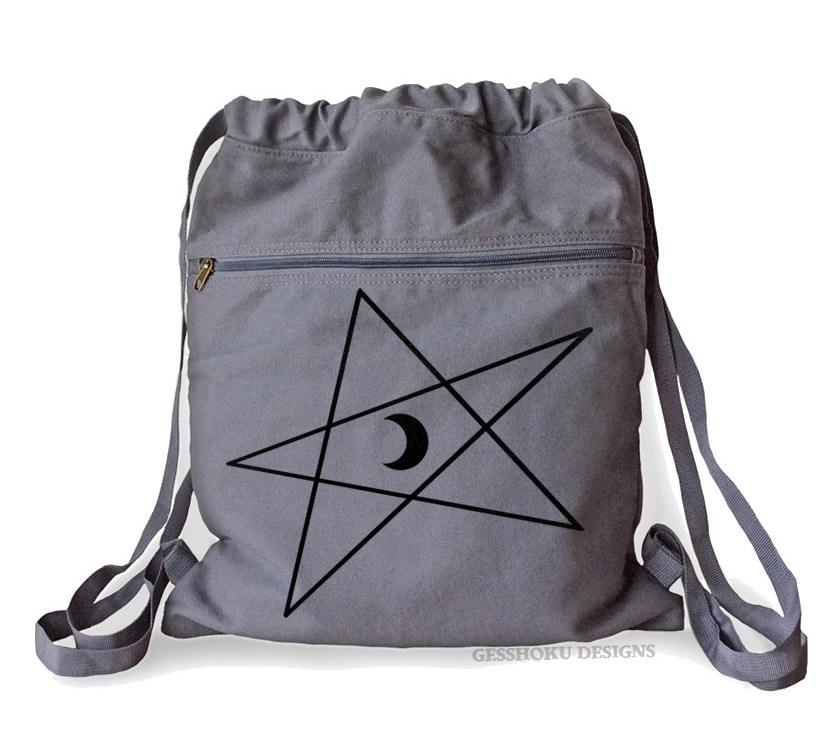 5-Pointed Moon Star Cinch Backpack - Smoke Grey