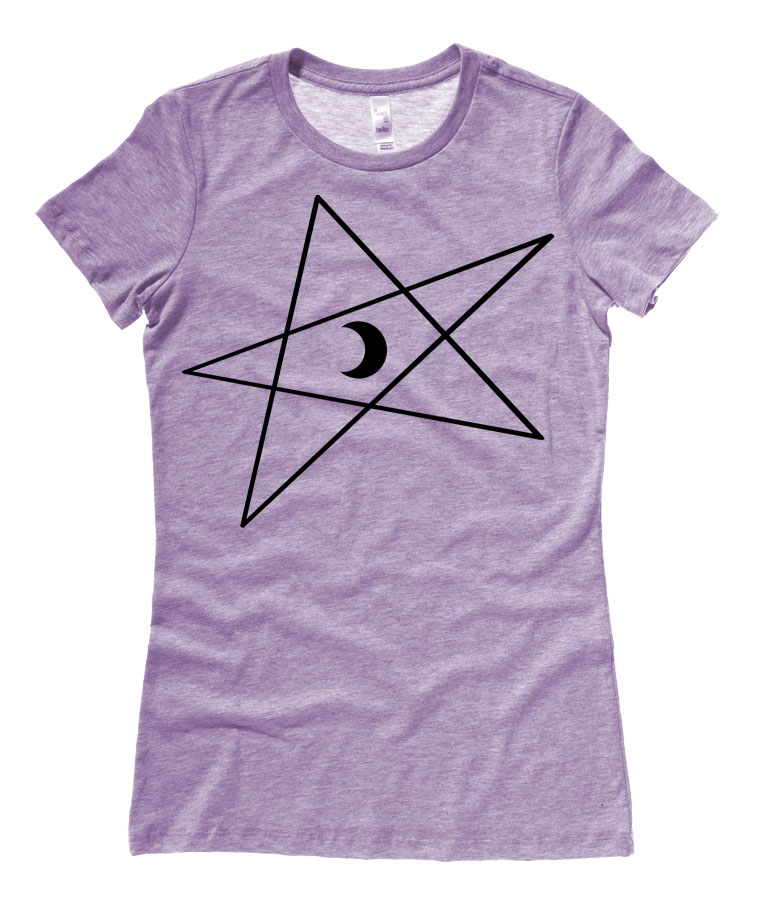 5-Pointed Moon Star Ladies T-shirt - Heather Purple