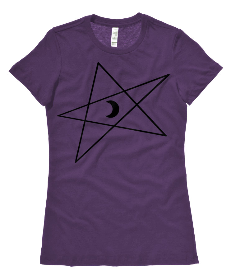 5-Pointed Moon Star Ladies T-shirt - Purple