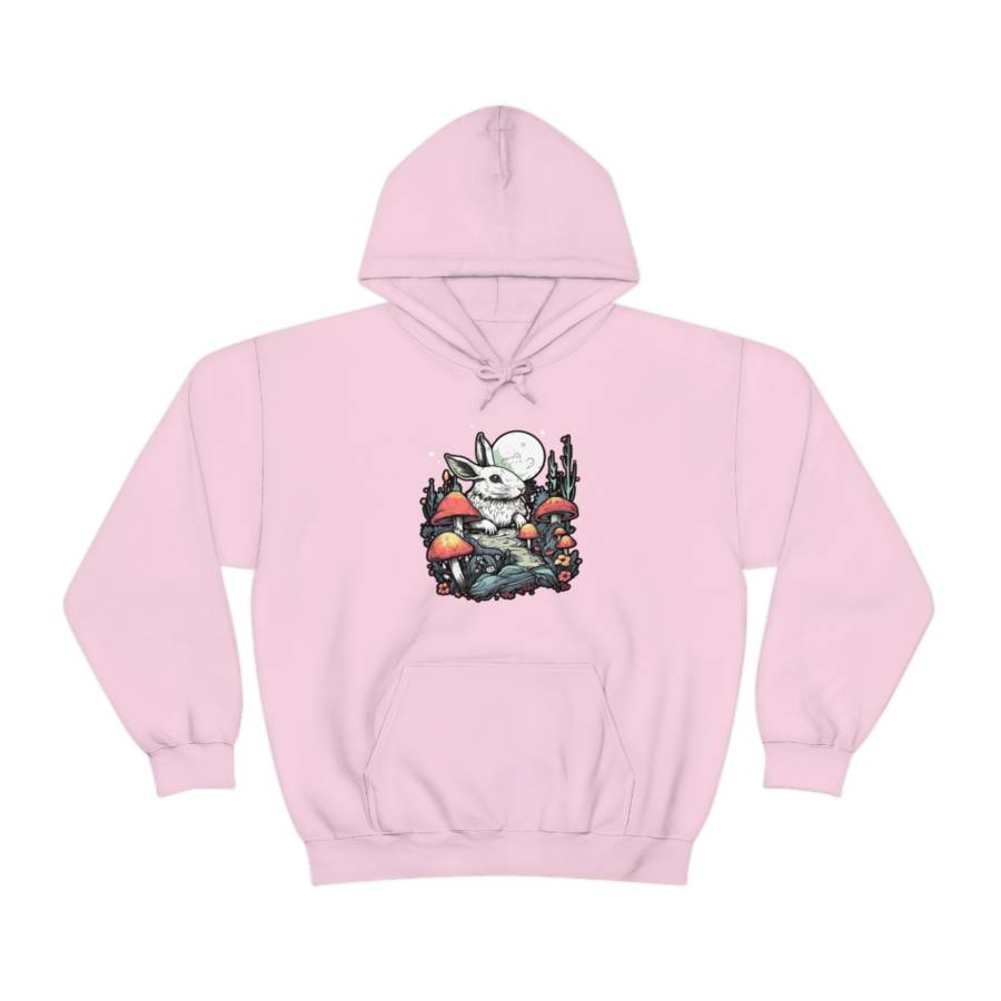 Mushroomcore Rabbit Pullover Hoodie - Light Pink