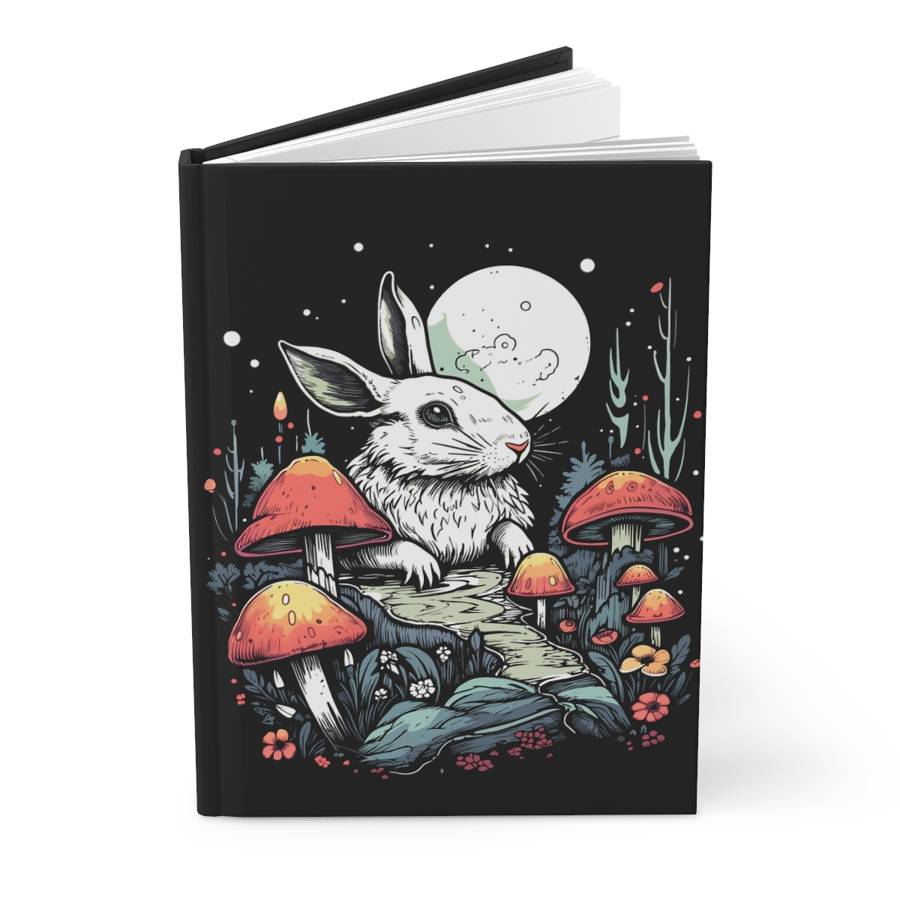 Mushroomcore Rabbit Blank Hardcover Journal -