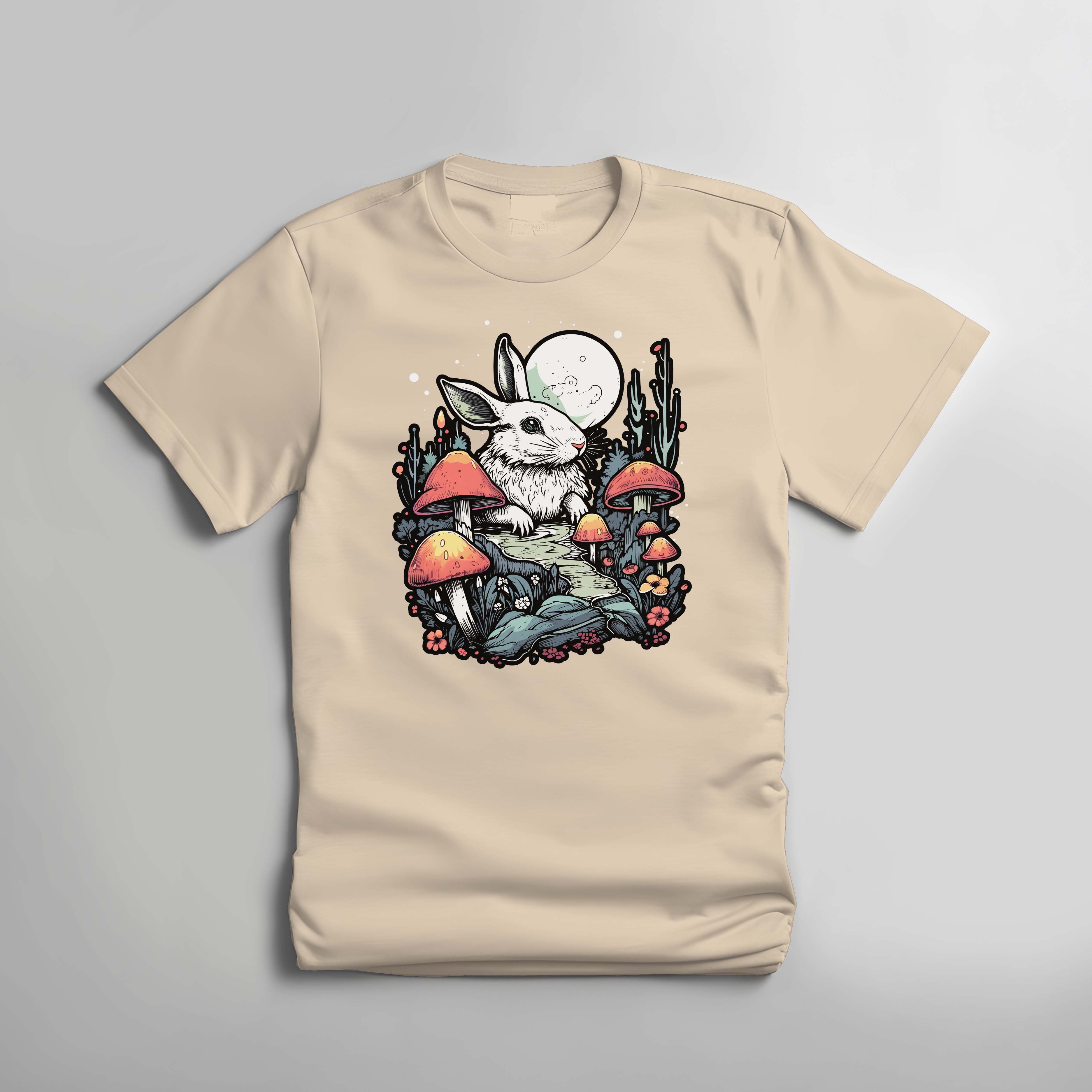 Mushroomcore Rabbit T-shirt - Sand
