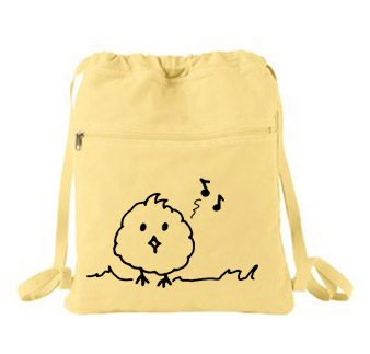 Kawaii Musical Bird Cinch Backpack - Yellow