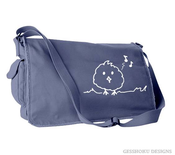 Musical Bird Messenger Bag - Denim Blue