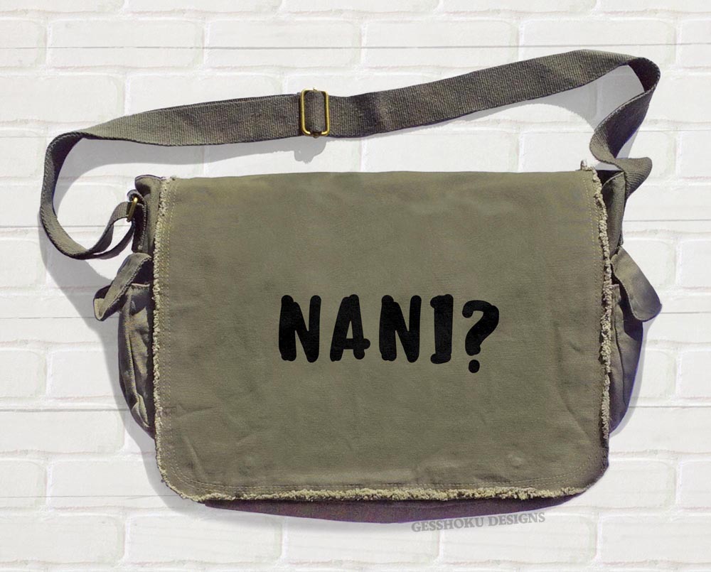 Nani? Messenger Bag (text version) - Khaki Green