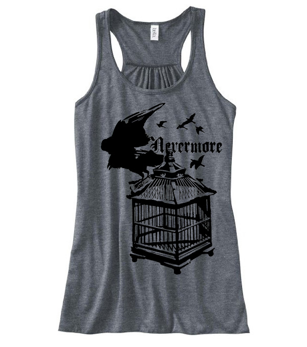 Nevermore: Raven's Cage Flowy Tank Top - Deep Heather Grey