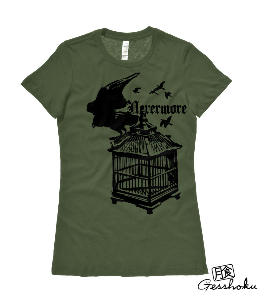 Nevermore: Raven's Cage Ladies T-shirt - Olive Green