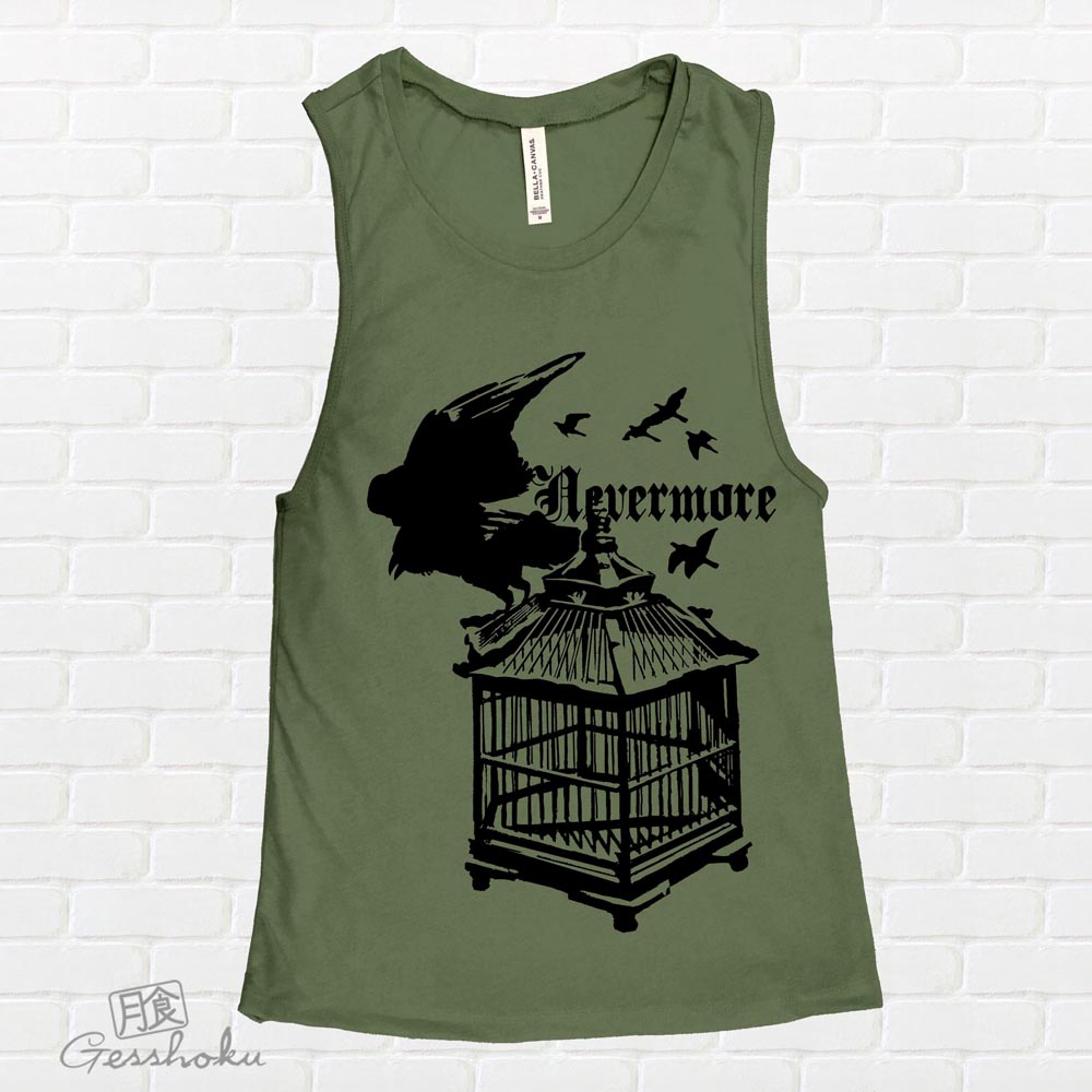 Nevermore: Raven's Cage Sleeveless Tank Top - Olive Green