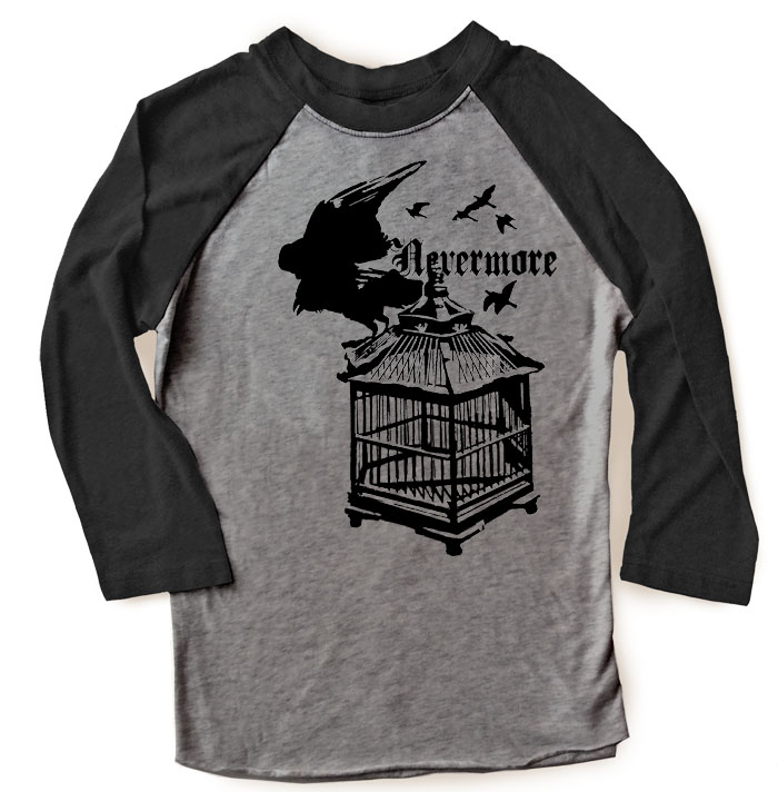 Nevermore: Raven's Cage Raglan T-shirt - Black/Charcoal Grey