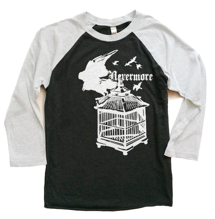 Nevermore: Raven's Cage Raglan T-shirt - White/Black