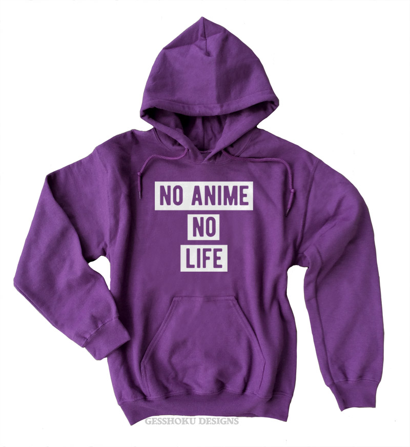 No Anime No Life Pullover Hoodie - Purple
