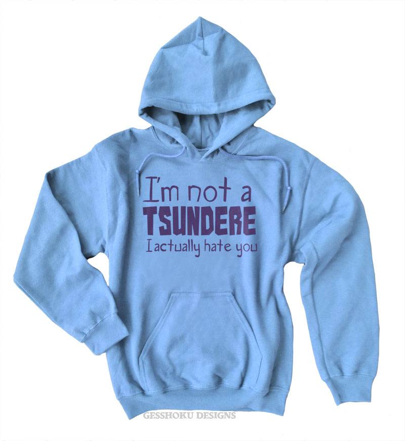 Not a Tsundere Pullover Hoodie - Light Blue