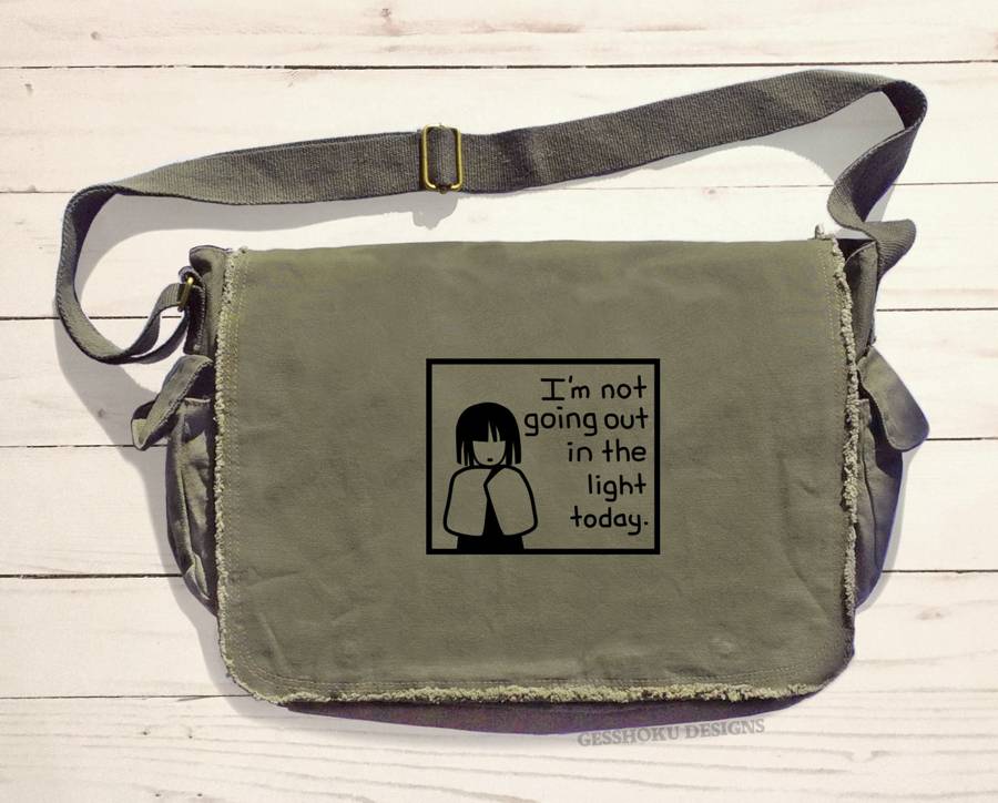 I'm Not Going Out in the Light Today Messenger Bag - Khaki Green