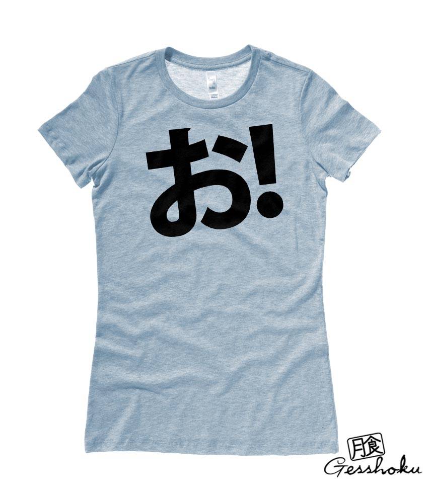 O! Hiragana Exclamation Ladies T-shirt - Heather Blue